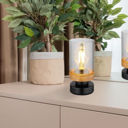 Globo - Bordslampa 1xE27/40W/230V metall/trä