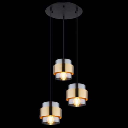 Globo - Taklampa 3xE27/60W/230V svart/mässing