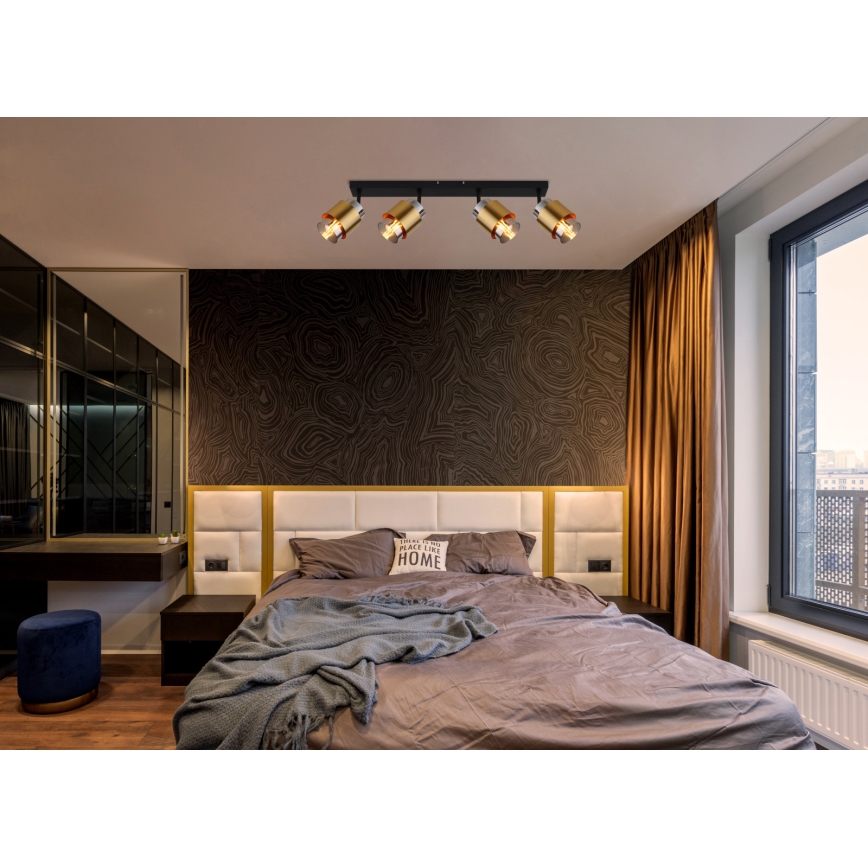 Globo - Spotlight 4xE27/40W/230V svart/mässing