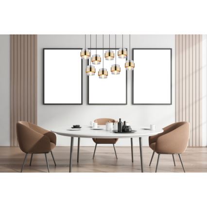 Globo - Ljuskrona med textilsladd 8xE27/60W/230V