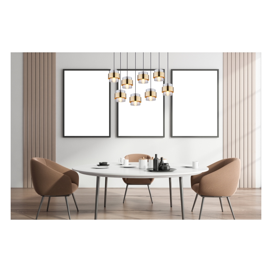 Globo - Ljuskrona med textilsladd 8xE27/60W/230V