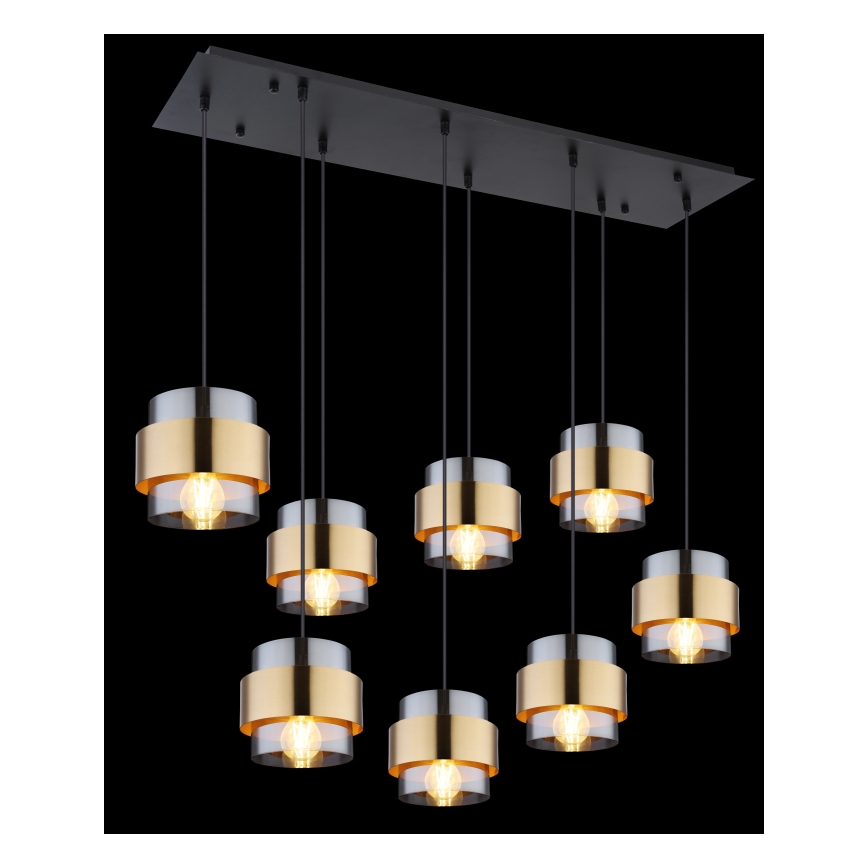 Globo - Ljuskrona med textilsladd 8xE27/60W/230V