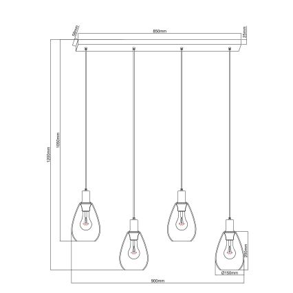 Globo - Taklampa med 4xE27/40W/230V i mässing