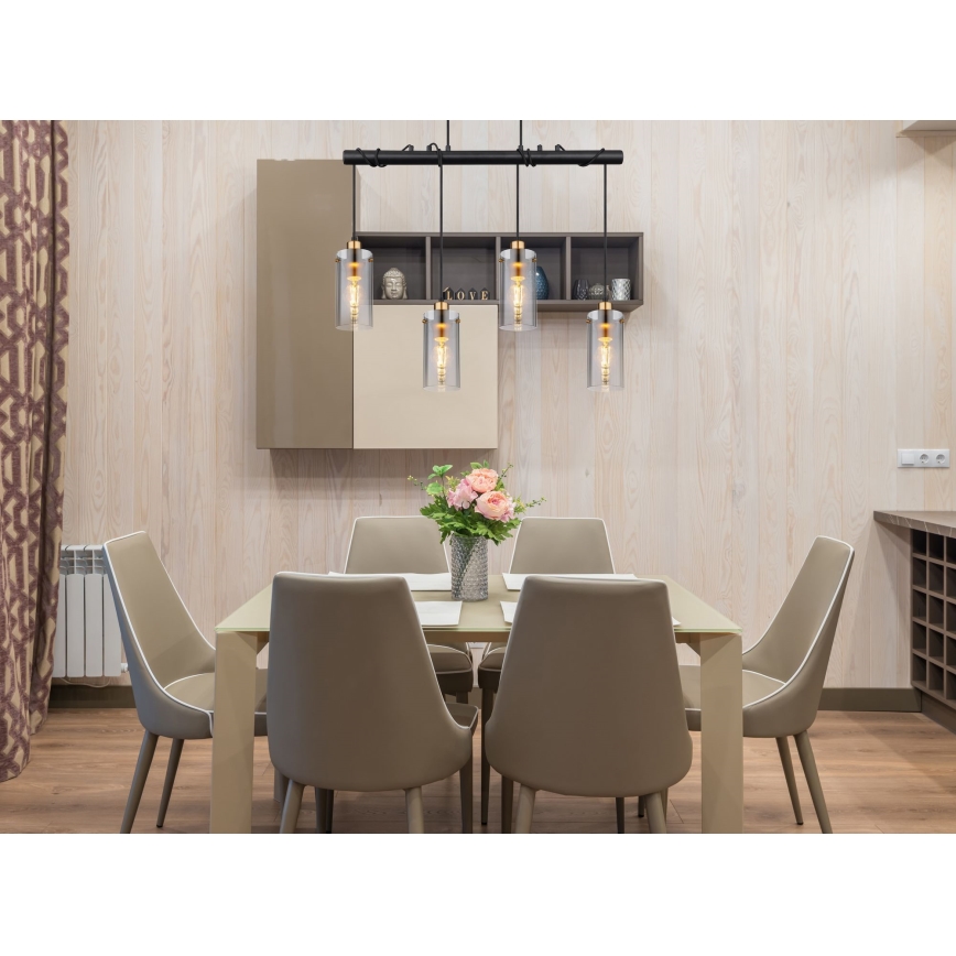 Globo - Ljuskrona med textilsladd 4xE27/40W/230V