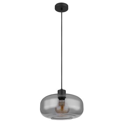 Globo - Ljuskrona med textilsladd 1xE27/40W/230V diameter 28 cm grå