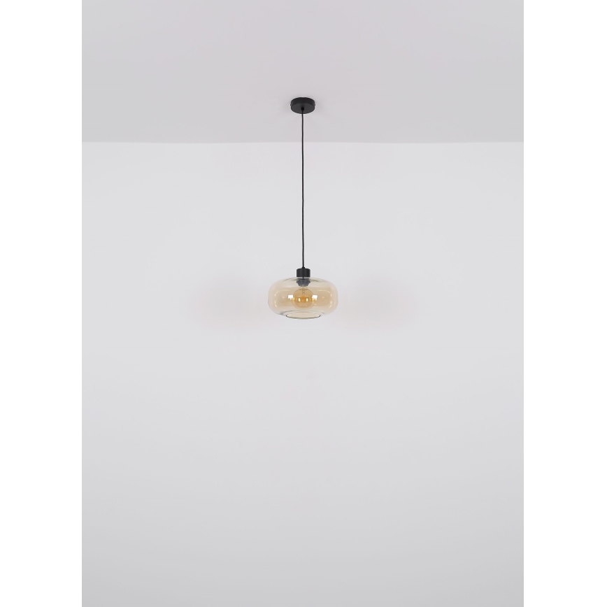 Globo - Ljuskrona med textilsladd 1xE27/40W/230V diameter 28 cm genomskinlig