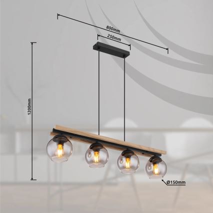 Globo - Ljuskrona med textilsladd 4xE27/25W/230V