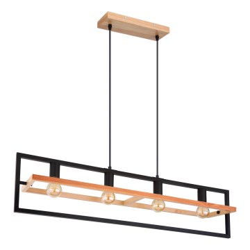 Globo 15575-4H - Taklampa på vajer ERICA 4xE27/40W/230V svart/beige