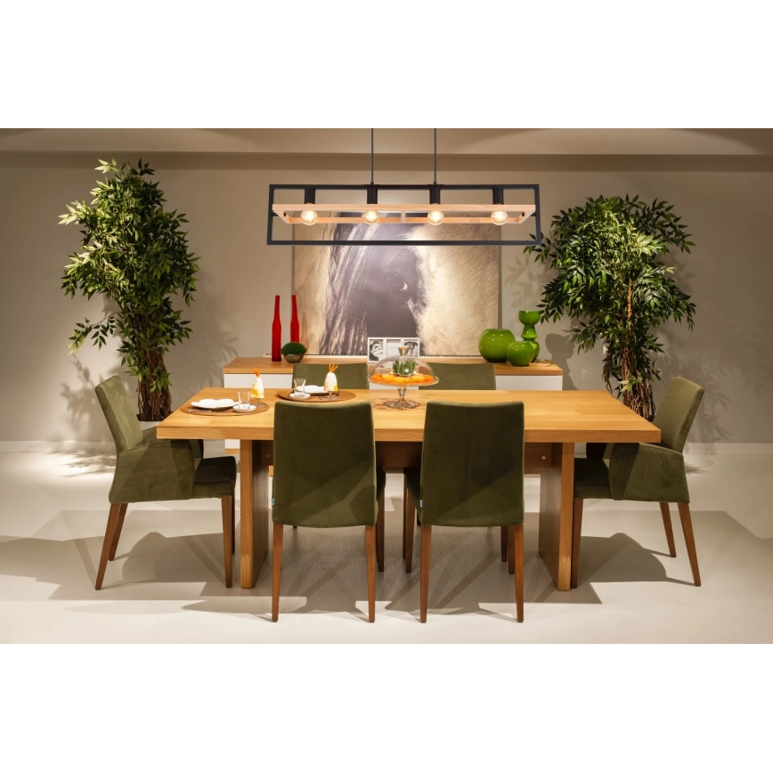 Globo 15575-4H - Taklampa på vajer ERICA 4xE27/40W/230V svart/beige