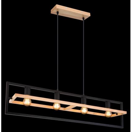 Globo 15575-4H - Taklampa på vajer ERICA 4xE27/40W/230V svart/beige