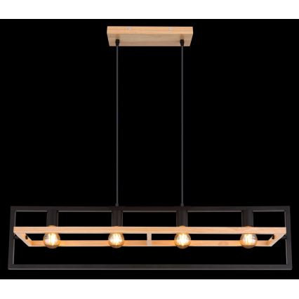 Globo 15575-4H - Taklampa på vajer ERICA 4xE27/40W/230V svart/beige