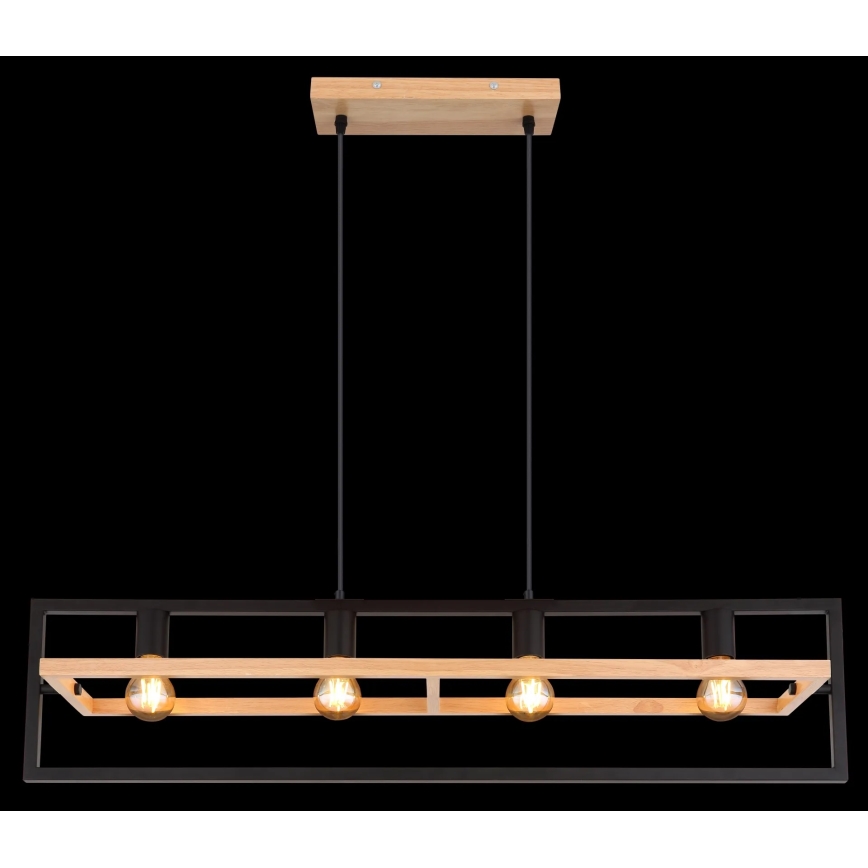 Globo 15575-4H - Taklampa på vajer ERICA 4xE27/40W/230V svart/beige