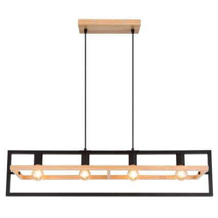 Globo 15575-4H - Taklampa på vajer ERICA 4xE27/40W/230V svart/beige