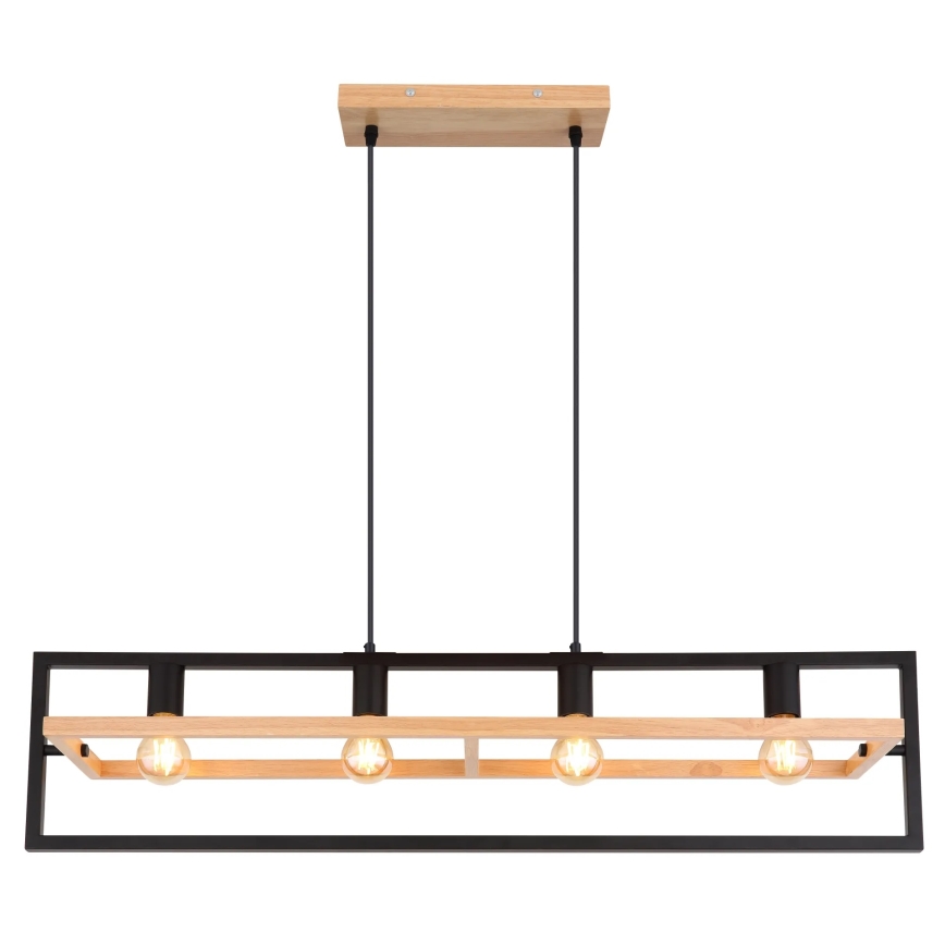 Globo 15575-4H - Taklampa på vajer ERICA 4xE27/40W/230V svart/beige