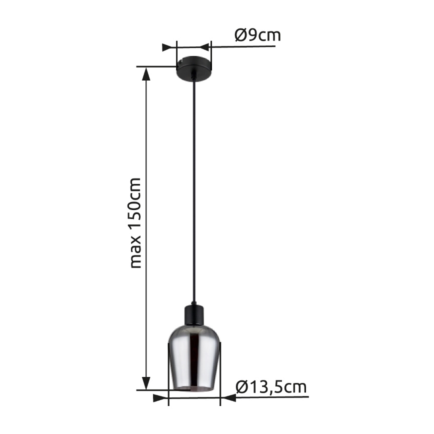 Globo - Ljuskrona med textilsladd 1xE27/40W/230V diameter 13,5 cm svart