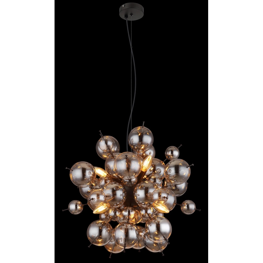 Globo - Ljuskrona med textilsladd 6xE14/25W/230V diameter 55 cm svart