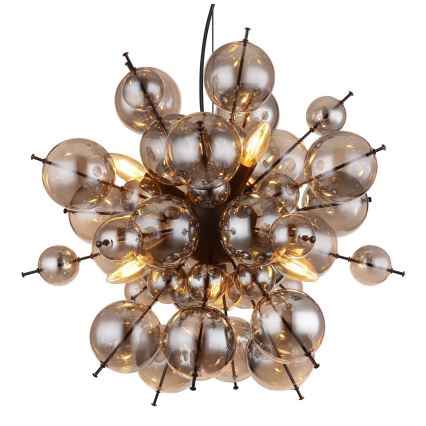 Globo - Ljuskrona med textilsladd 6xE14/25W/230V diameter 55 cm svart