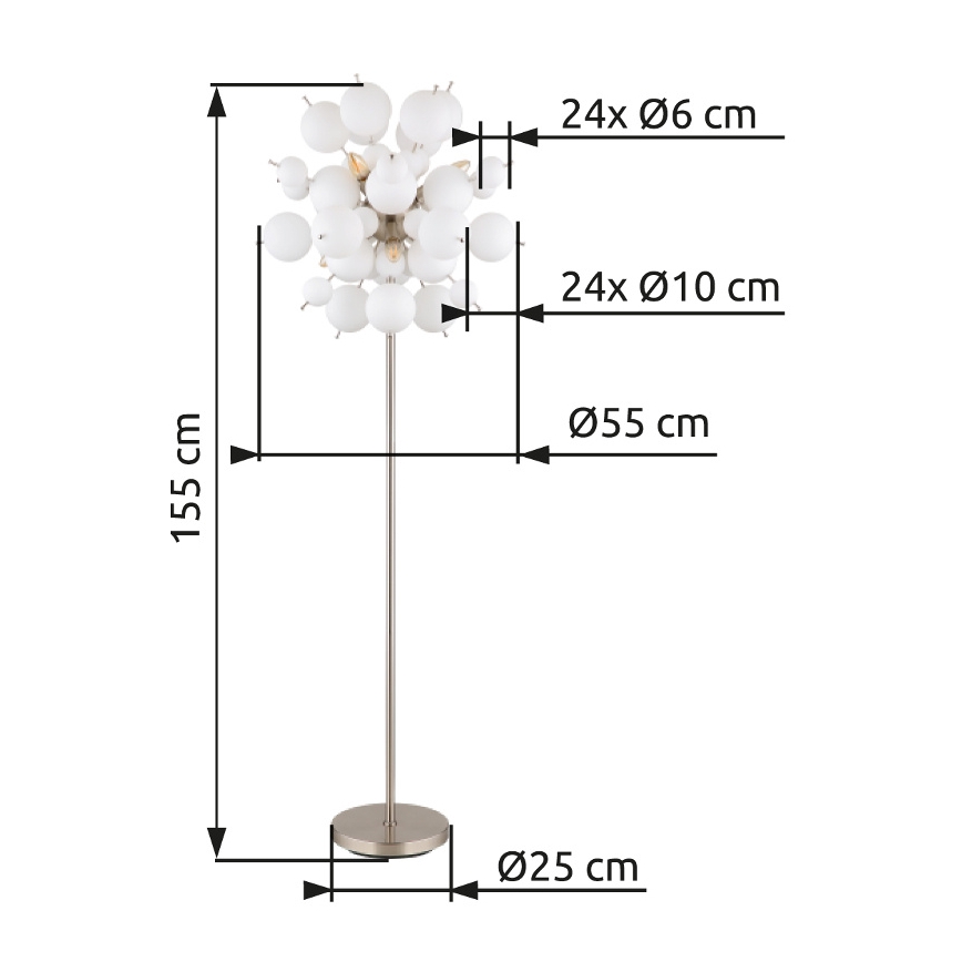 Globo - Golvlampa 6xE14/25W/230V vit