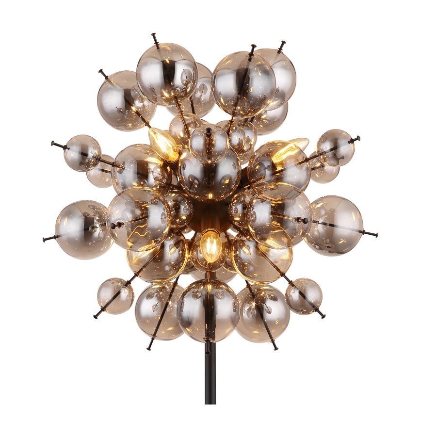 Globo - Golvlampa 6xE14/25W/230V svart/rökig