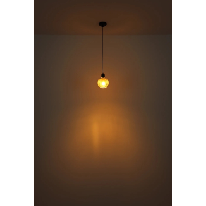Globo - Ljuskrona med textilsladd 1xE27/25W/230V diameter 15 cm grön