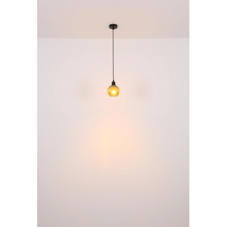 Globo - Ljuskrona med textilsladd 1xE27/25W/230V diameter 15 cm grön