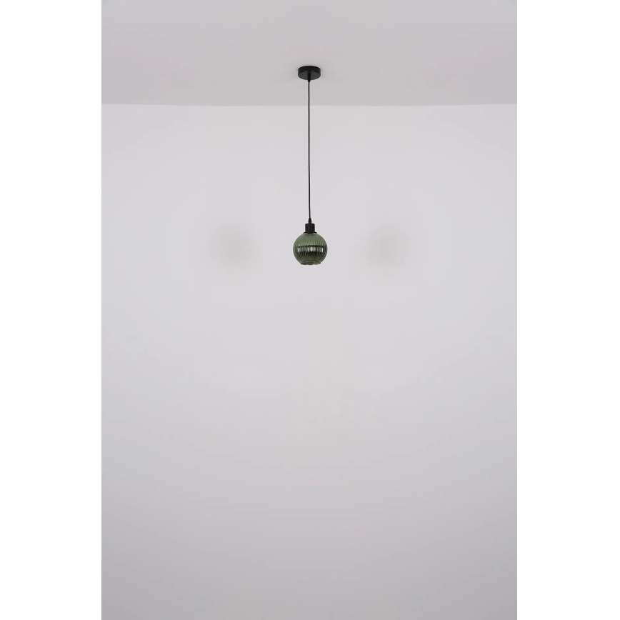 Globo - Ljuskrona med textilsladd 1xE27/25W/230V diameter 15 cm grön
