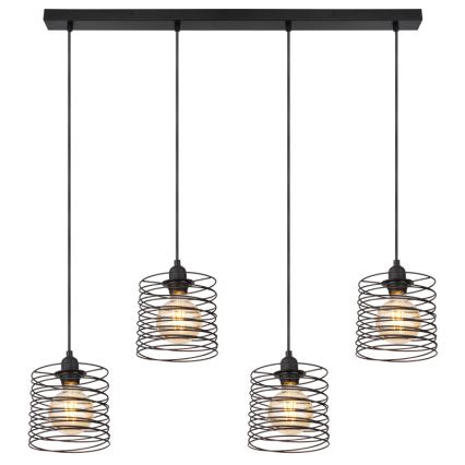 Globo 15640-4H - Pendellampa på vajer TILLY 4xE27/60W/230V svart