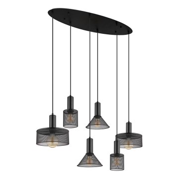 Globo 15648-6H - Pendellampa JEDD på vajer 6xE27/60W/230V svart