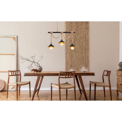 Globo 15690-3H - Taklampa på kabel DIANA 3xE27/60W/230V svart