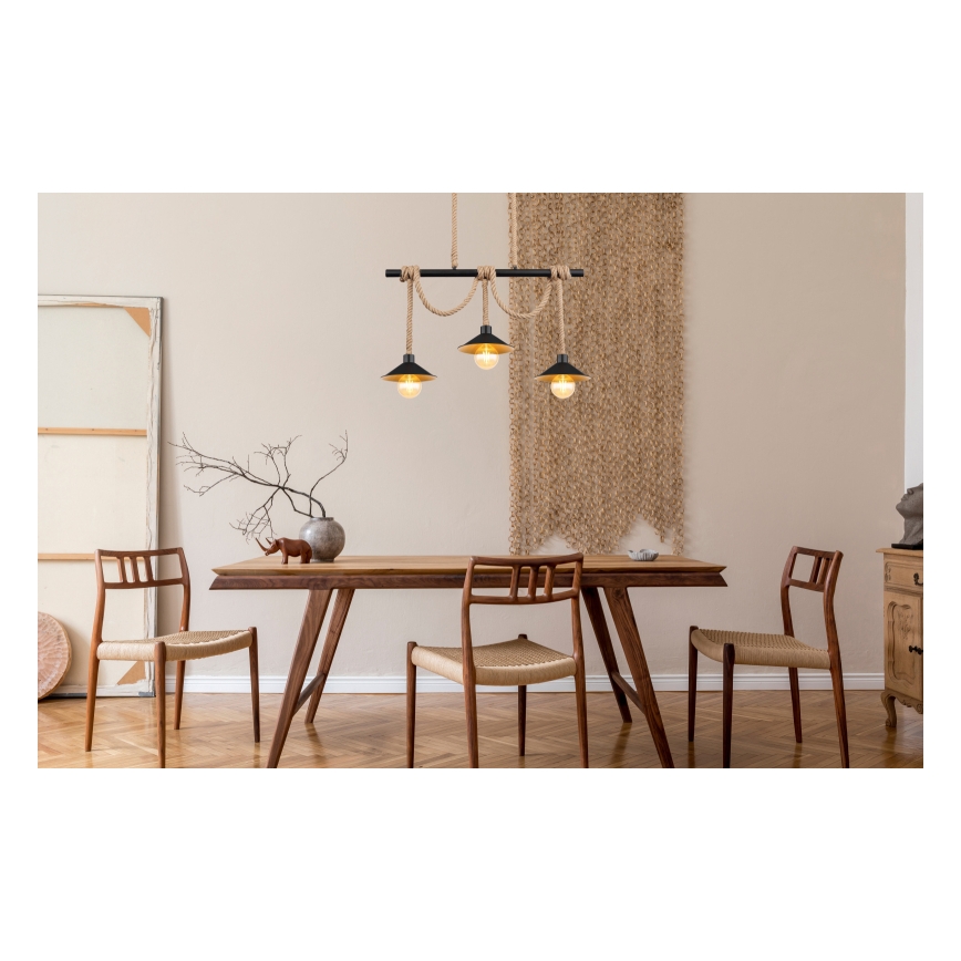 Globo 15690-3H - Taklampa på kabel DIANA 3xE27/60W/230V svart