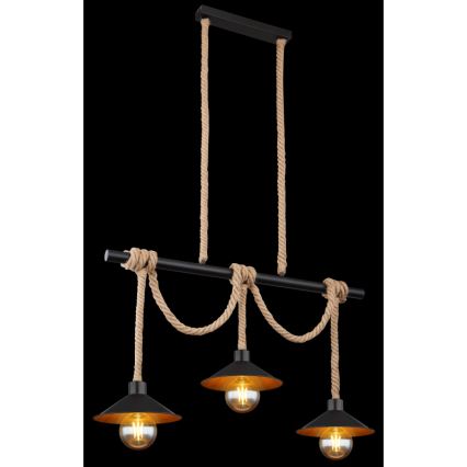 Globo 15690-3H - Taklampa på kabel DIANA 3xE27/60W/230V svart