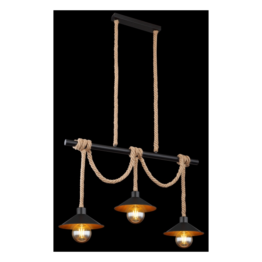 Globo 15690-3H - Taklampa på kabel DIANA 3xE27/60W/230V svart