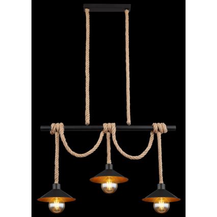 Globo 15690-3H - Taklampa på kabel DIANA 3xE27/60W/230V svart