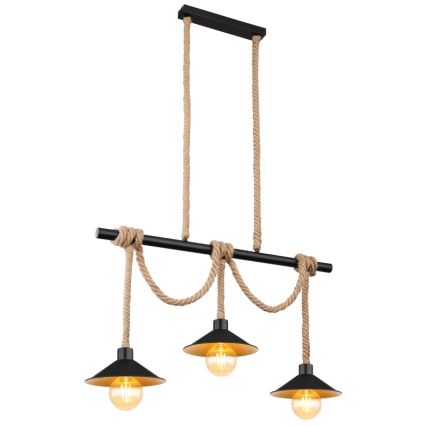 Globo 15690-3H - Taklampa på kabel DIANA 3xE27/60W/230V svart