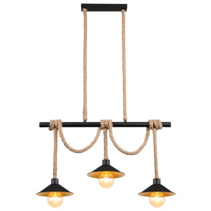 Globo 15690-3H - Taklampa på kabel DIANA 3xE27/60W/230V svart