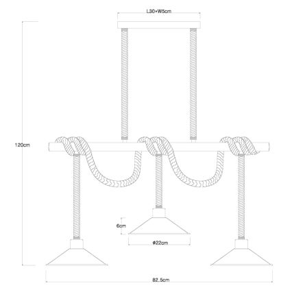 Globo 15690-3H - Taklampa på kabel DIANA 3xE27/60W/230V svart
