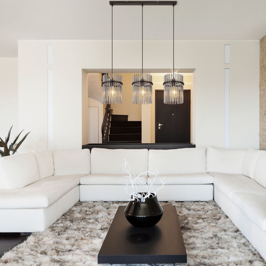 Globo - Ljuskrona med textilsladd 3xE27/60W/230V svart