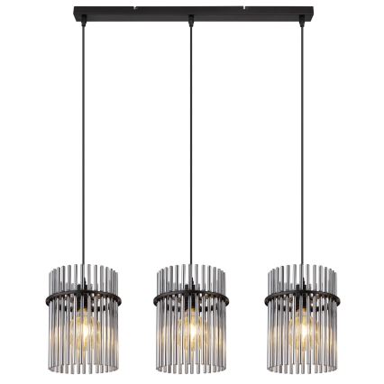 Globo - Ljuskrona med textilsladd 3xE27/60W/230V svart