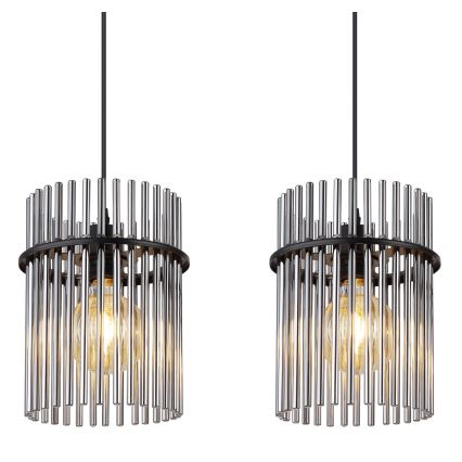 Globo - Ljuskrona med textilsladd 3xE27/60W/230V svart