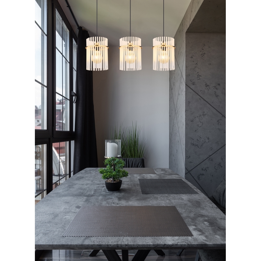 Globo - Ljuskrona med textilsladd 3xE27/60W/230V guld