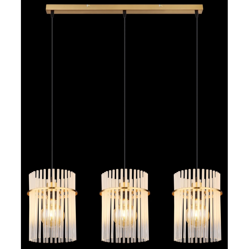 Globo - Ljuskrona med textilsladd 3xE27/60W/230V guld