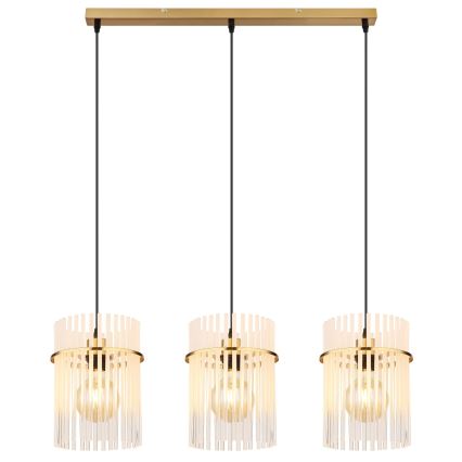 Globo - Ljuskrona med textilsladd 3xE27/60W/230V guld