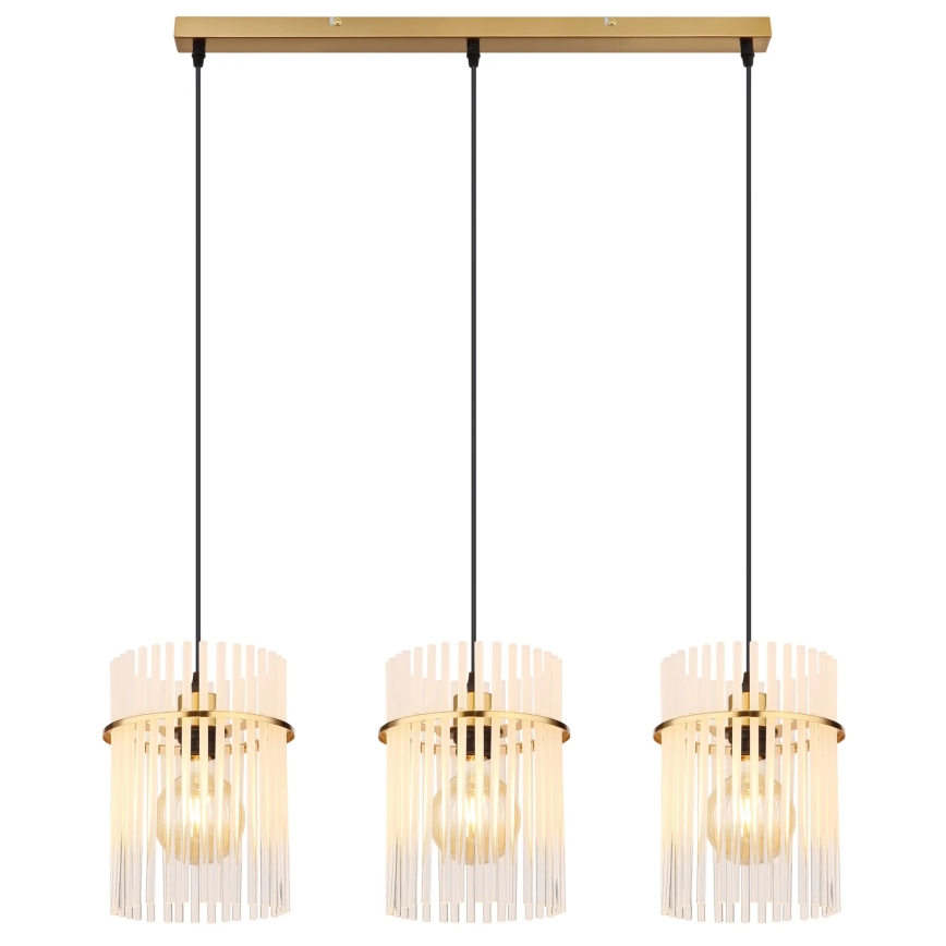 Globo - Ljuskrona med textilsladd 3xE27/60W/230V guld