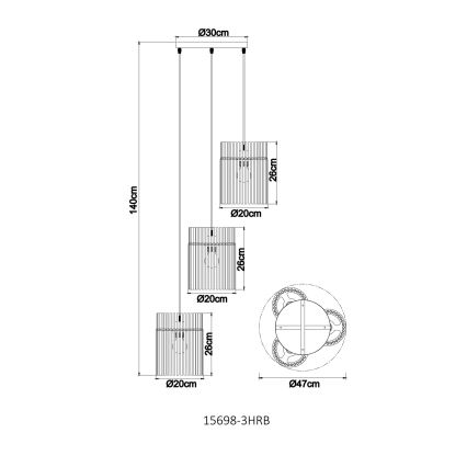 Globo - Hänglampa med kabel 3xE27/60W/230V