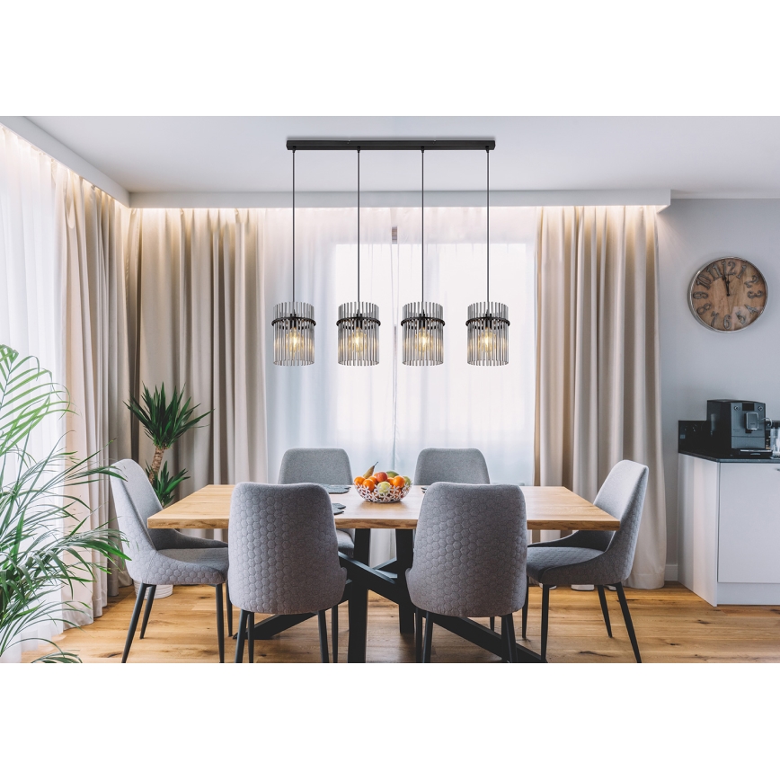 Globo - Ljuskrona med textilsladd 4xE27/60W/230V svart