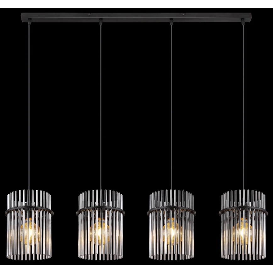 Globo - Ljuskrona med textilsladd 4xE27/60W/230V svart