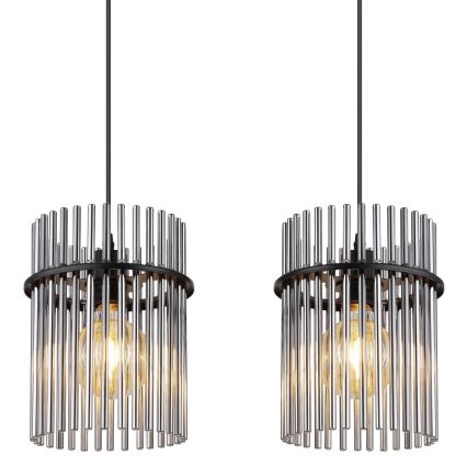 Globo - Ljuskrona med textilsladd 4xE27/60W/230V svart