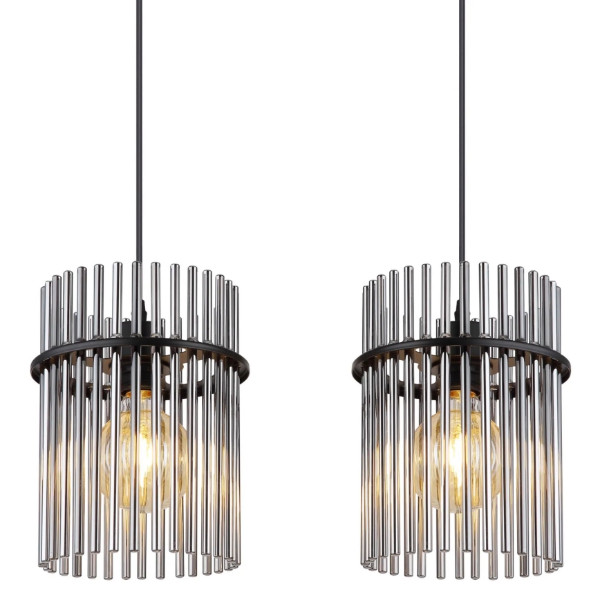 Globo - Ljuskrona med textilsladd 4xE27/60W/230V svart
