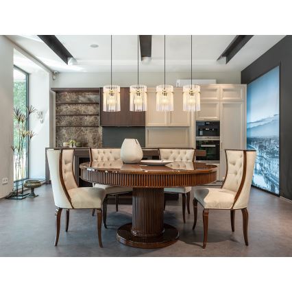 Globo - Ljuskrona med textilsladd 4xE27/60W/230V guld