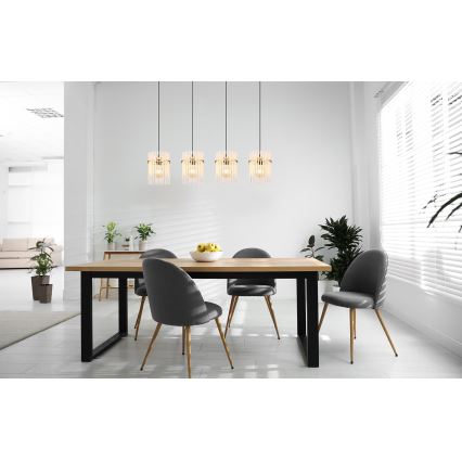 Globo - Ljuskrona med textilsladd 4xE27/60W/230V guld